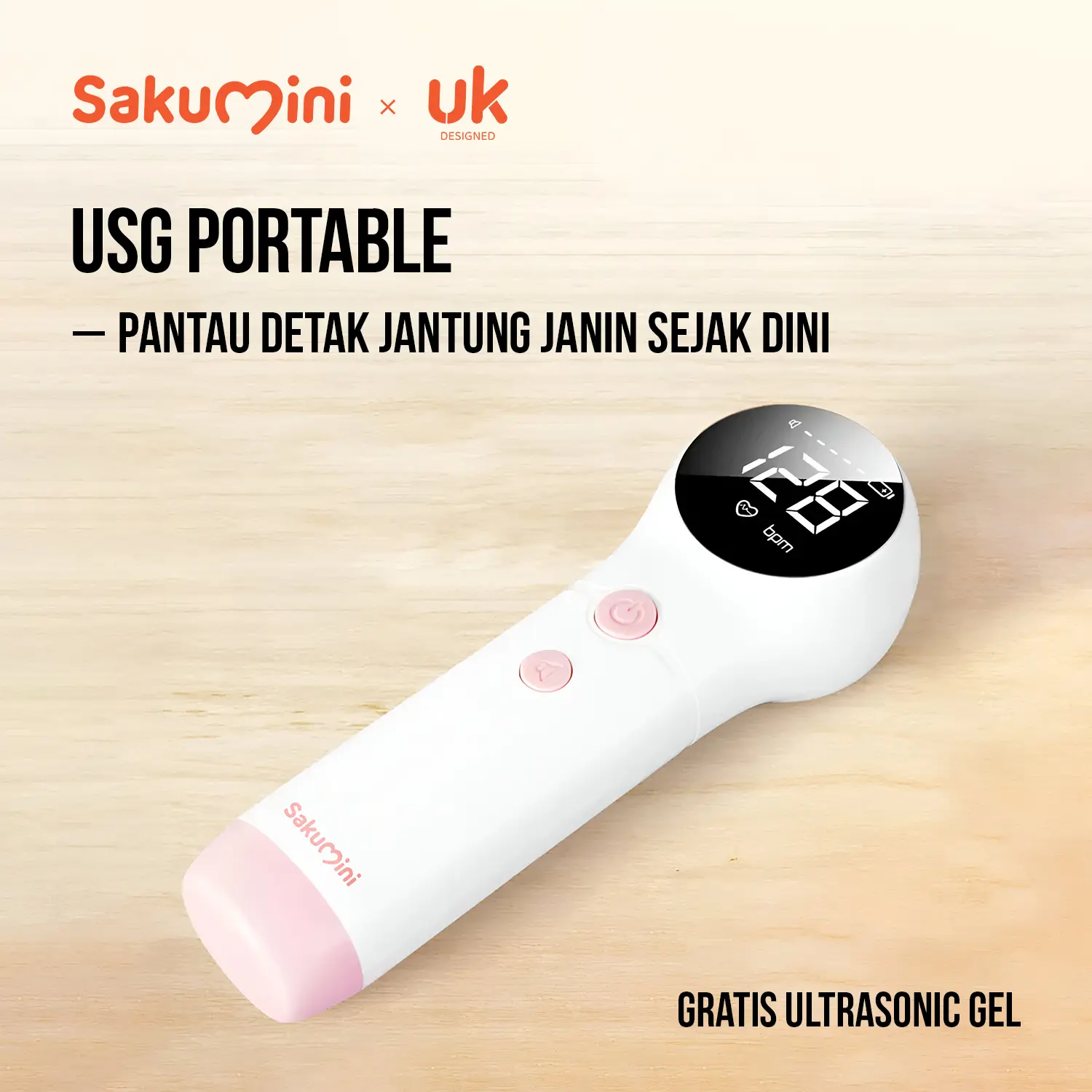 Sakumini Alat Deteksi Jantung Janin Fetal Doppler Heart Rate Monitor