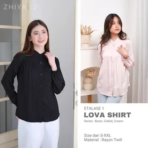 Lova Shirt (part 1 )Kemeja Polos Wanita Bahan Rayon Twill