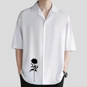 Kemeja Hawai Lengan pendek Motif Drak Roses Piyama Hem Pria Lengan Pendek Katun