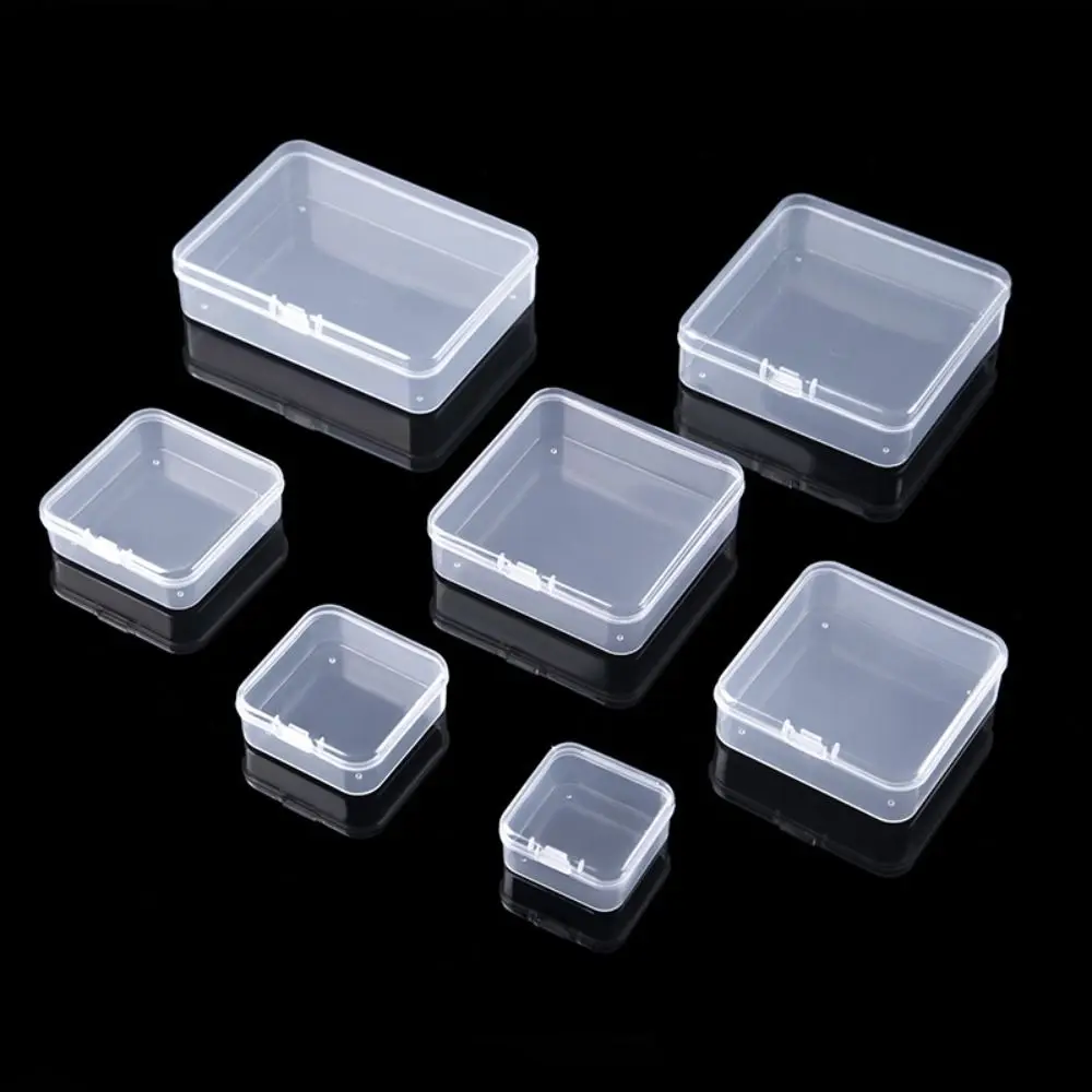 Portable Square Storage Box Transparent Plastic Beads Container Durable Fishing Tools Accessories Power Tools Holder
