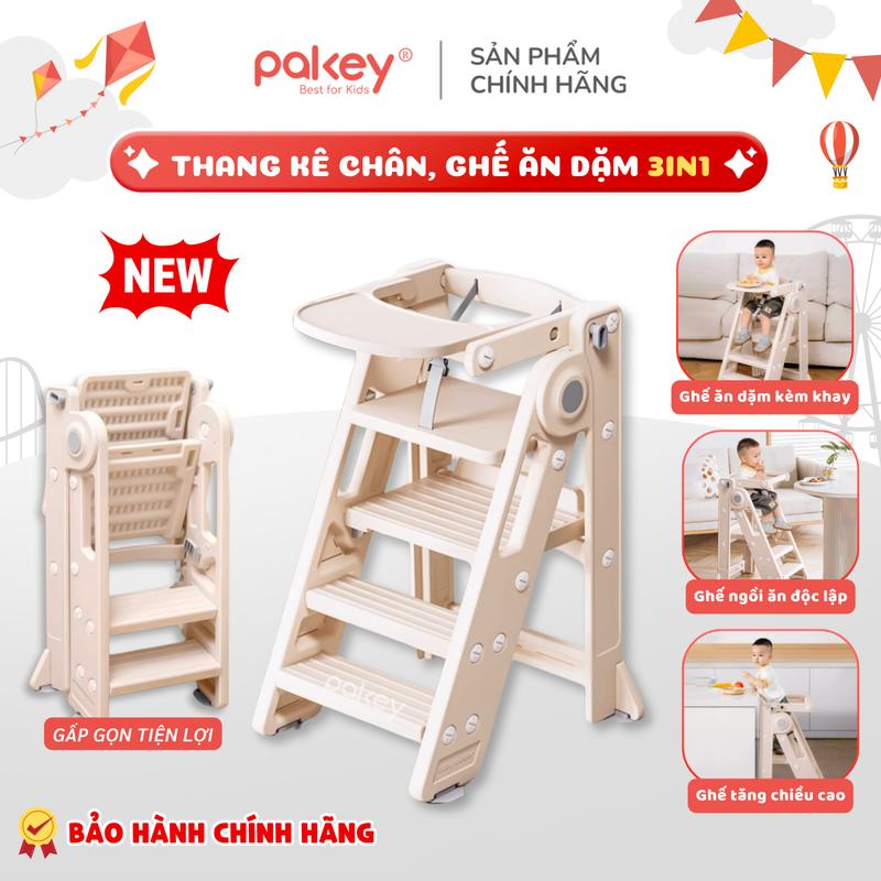 Ghế Tự Lập 3 Tiện Ích, Giá Kê Chân Đa Năng Pakey Cho Bé, Ghế Ăn Dặm Gấp Gọn Kết Hợp Bàn Ăn Đế Chống Trượt Chắc Chắn An Toàn Cho Bé - C003