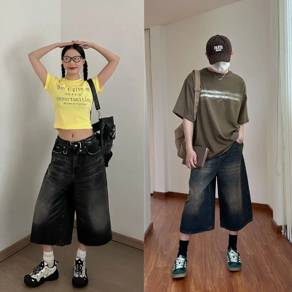 [ Deal Mở Bán ] Quần Short Jean Nam Nữ Wide Leg JeanTeam Nam Nữ Ống Rộng, Quần Jeans Short Lửng Cá Tính Phong Cách Hàn Quốc