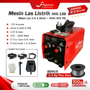 FLIGMAN Mesin Las MIG 130A 3 in 1 MIG MMA TIG Input 220V