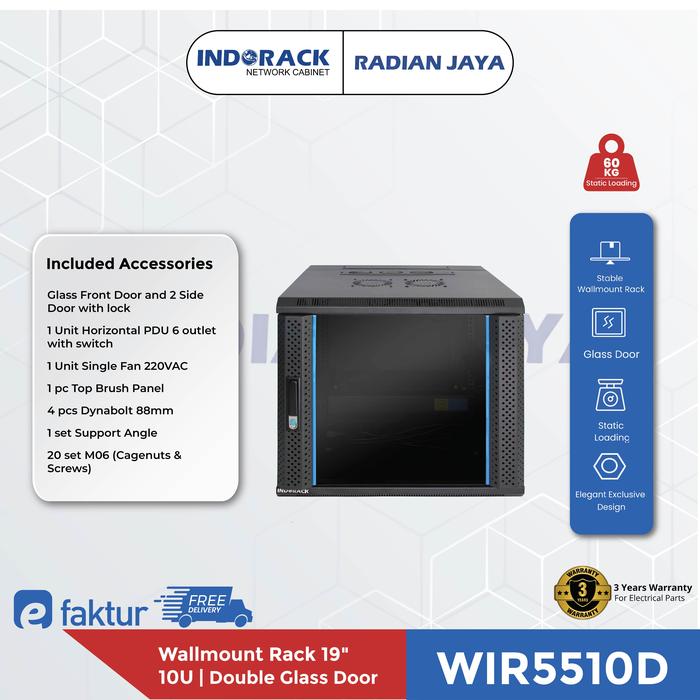 Gambar Wallmount Rack INDORACK WIR5510D Double Door Rak 10U Depth 550mm dari RADIAN JAYA Kota Administrasi Jakarta Utara Tokopedia