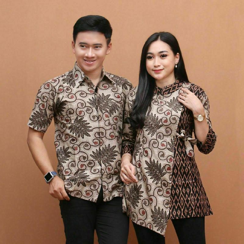Atasan Batik Couple Blus dan Hem Pria Best Seller Kain Katun (Motif Ukel Sopal) Batik Blouse Baju Seragam Pasangan Sarimbit Keluarga 1