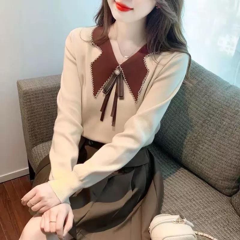 Blouse Rajut Wanita Kerah Lancip Bros Pita 4315 - Knitwear, Dewasa, Baju, Hitam, Panjang, Casual, Top, Cewek 0