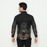 Gambar LUIGI RICCIO Kemeja Batik Pria Modern Regular Black Leaf Series Couple Acara Kantor Kuliah Semi Formal New Arrival - BATIK PRIA PANJANG , M dari Postillo Kota Administrasi Jakarta Utara 3 Tokopedia