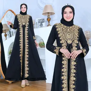 Gamis Abaya Turkey Bunga Tengah Tali Depan Eksklusif Mute Wanita Muslim Dress Dewasa Turki Maxi Remaja Mewah Pesta Kondangan Lebaran