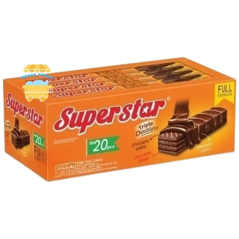 Superstar Wafer Triple Chocolate Full Chocolate Box Isi 20 x 16gr Wafer Salut Cokelat Roma Wafer Coklat Snack Cemilan Murah Halal 0