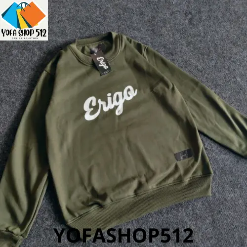 Sweater Crewneck Pria Distro ERIGO Brand Unisex Cewek Cowok Keren Bahan Tebal Switer Sablon terlaris 3