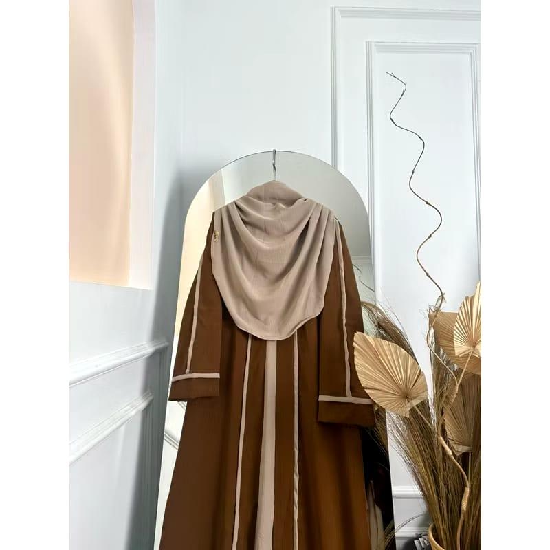 Abaya Syar'i | Baju Muslim Wanita Terbaru Pashmina Oval | Gamis Panjang Bahan Crinkle Airflow | Bisa COD Gamis Mewah Lembut Nyaman Ukuran S M L XL XXL simple regular fit 0