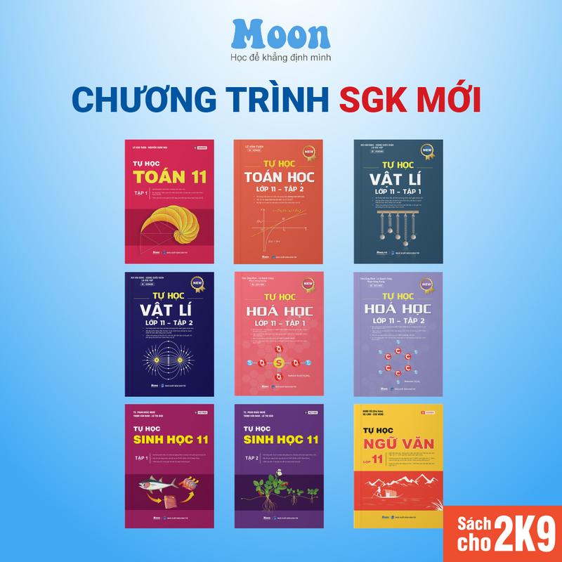 Sách lớp 11 cho 2k9 chương trình mới, tự học toán lý hoá sinh 11, 3 bộ kết nối tri thức, chân trời sáng tạo, cánh diều moonbook