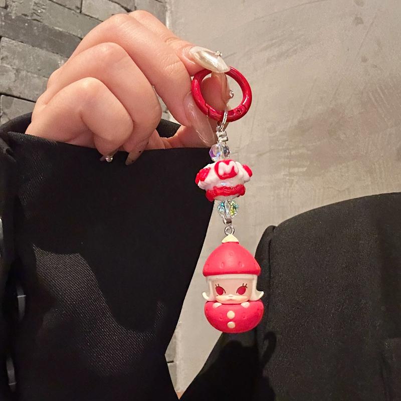 BEAN Kawaii Strawberry Beanded Mobile Phone Pendant Cute Fun DIY Pendant Keychain Decoration Accessories Good Friend Christmas Gift 4