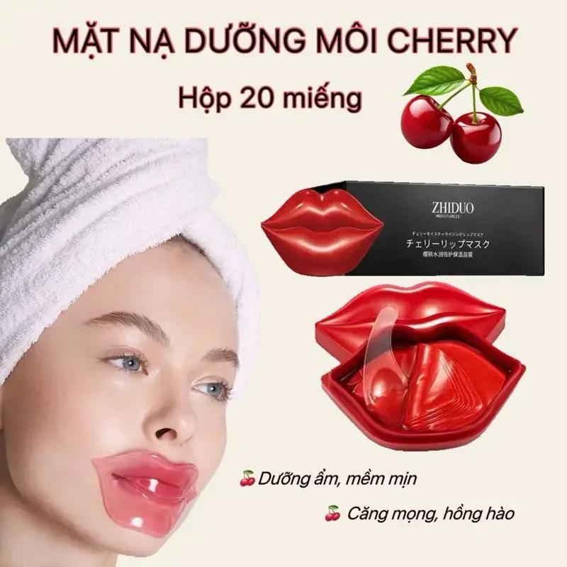 Hộp Nạ Môi 20 Miếng Collagen Cherry Dưỡng Hồng Cấp Ẩm Giảm Thâm Môi Mềm Mịn Collagen Son Tre Làm Đẹp Da Kem Duong Moi Cap Hamo Moisturizing Lip Mask