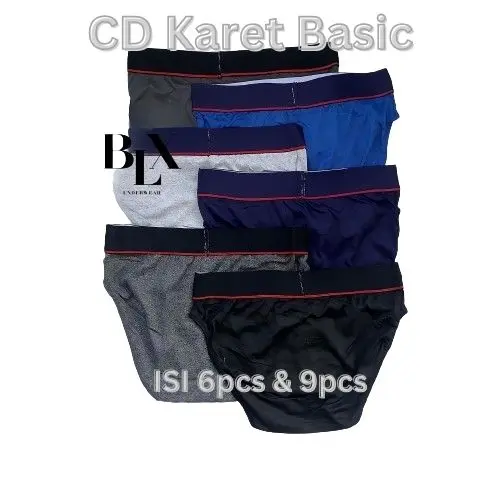 ( Isi 6pcs, 9pcs ) Celana Dalam Pria Segitiga Karet Basic | Cd Pria Murah Meriah Tulisan Campur