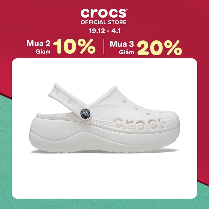 Giày Clog Nữ Crocs Baya Platform - White - 208186-100