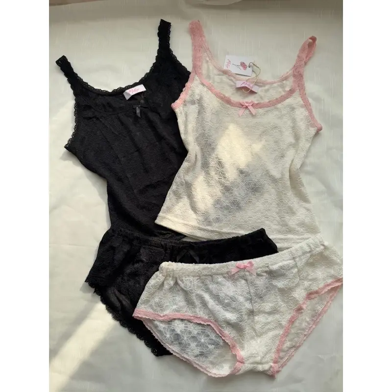 ￼MOLLY SET| Set đồ ngủ nữ áo hai dây viền ren, quần form “nhỏ” tí hon| chất vải mỏng freesize thoải mái 4