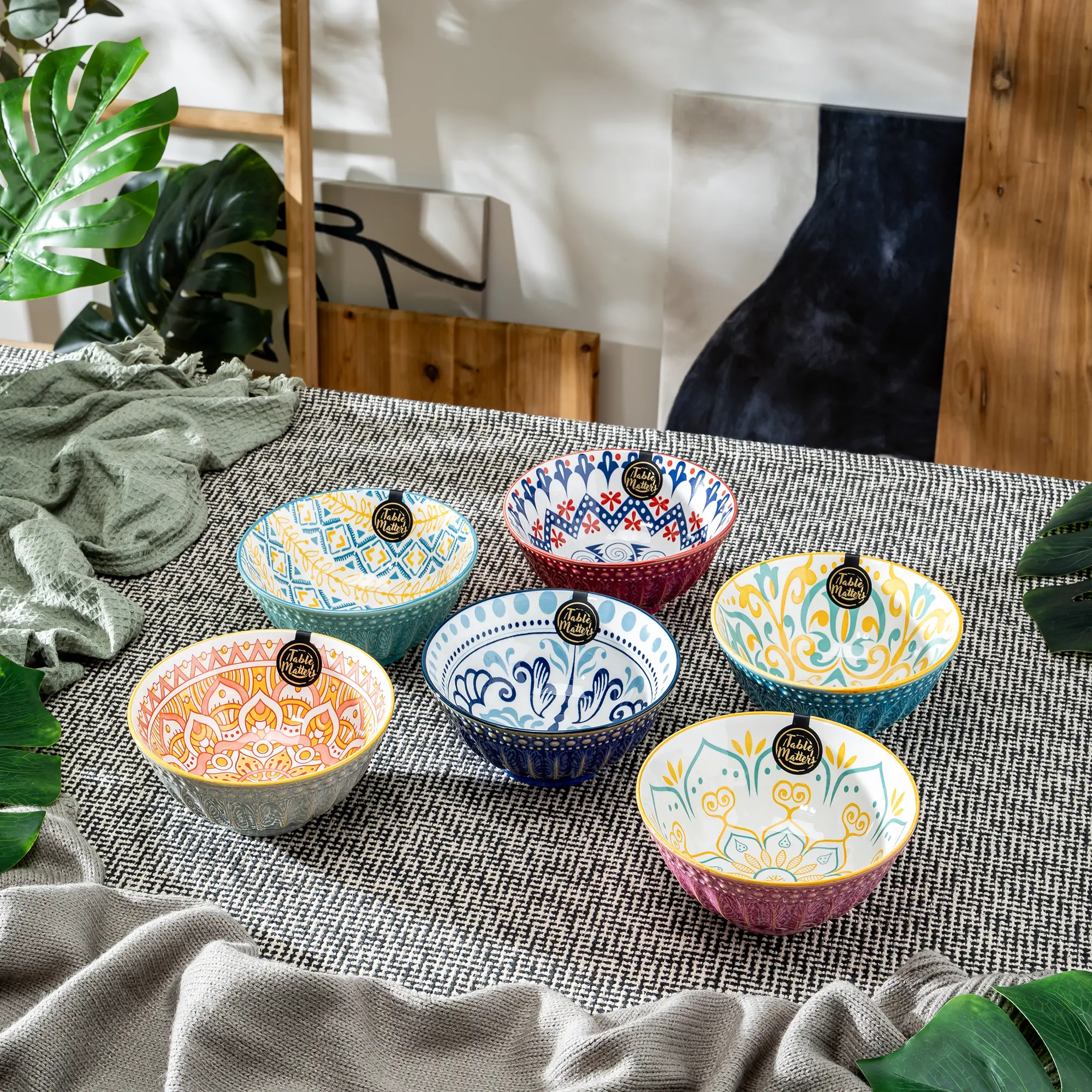 Table Matters - Victoria Assorted Ripped 6 inch Soup Bowl (Set of 6)