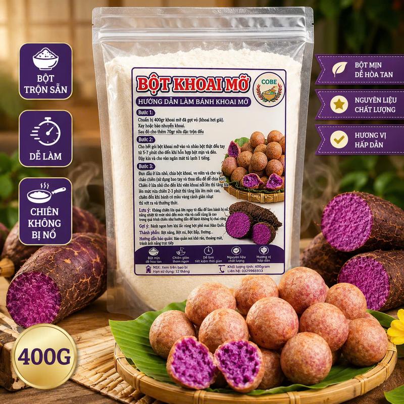 Bột Trộn Sẵn Làm Bánh Bò Rễ Tre Nhà COBE gói 400g, Dễ làm, bánh nhiều rễ tre,…