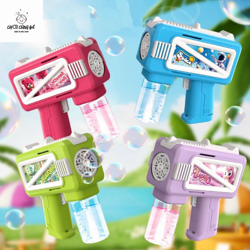 Máy Bắn Bong Bóng Xà Phòng Cho Bé Có Đèn Led Bảo Hành 3 Tháng Tặng 1 Lọ Nước Xà Phòng