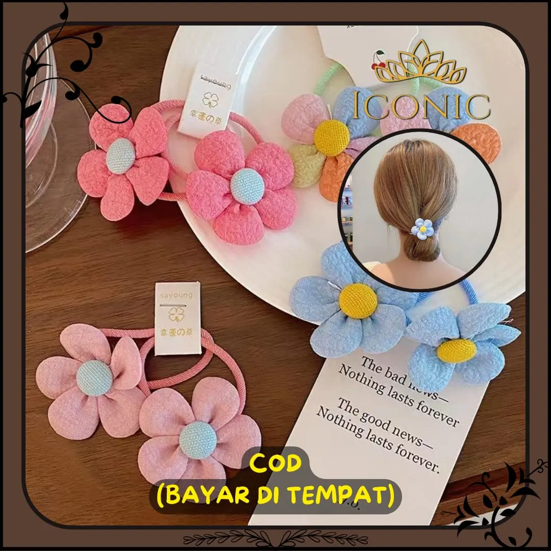 Iconic - Set 4pcs Ikat Anak Motif Bunga Warna Warni Gaya Korea Import