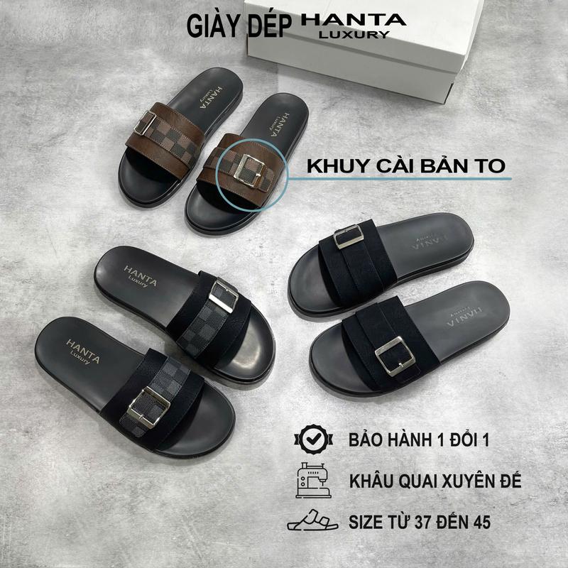    Khâu Dấu Chỉ   Dép Lê Nam Quai Da Khuy Cài Thời Trang size 37-45 | Đế Cao Su Cao Cấp Chống Trơn | Dép Thời Trang 2025  Nhung Đồng Quai Hậu Sandal DéP Đế Bằng  