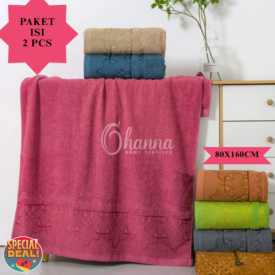PROMO..!! isi 2Pcs Handuk Mandi Katun Jumbo uk. 80x160CM