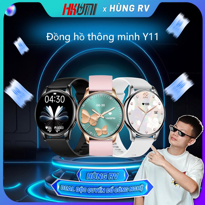 【HKUMI × HÙNG RV Đồng Hồ Thông Minh Y11 Size smart watch Màn hình 1.32Amoled,HKumi smart watch Y11,không thấm nước,Bluetooth smartwatch Y11,đồng hồ smart watch Y11,ultra s8,đồng hồ nữ watch giá rẻ,cuộc gọi sim s9 chính hãng YOSEOL s16,s9 ultra max