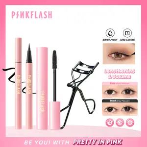 (FREE Curler) PINKFLASH Bundle Mascara + Eyeliner Waterproof Volumizing #OhMyLine | Paket Makeup Mata + Curler