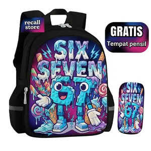 Tas Ransel Sekolah Anak Laki-Laki & Perempuan SD TK Karakter SIX SEVEN VIRAL+Gratis Tempat Pensil