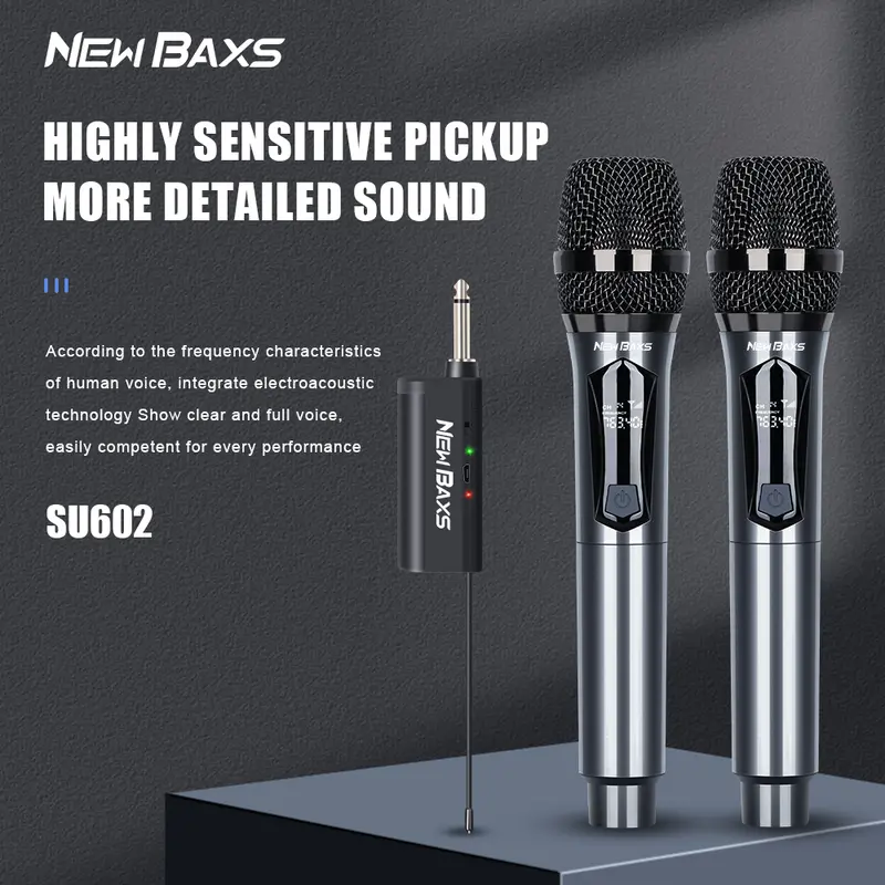 NEW BAXS 【Dapat diisi ulang】Mikrofon nirkabel SU601 / SU602 mikrofon 1-in-1 / 1-in-2 50M jarak penerimaan peralatan nyanyian KTV 1