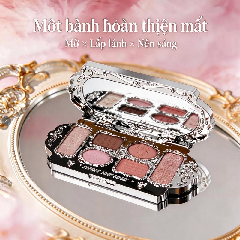 Bảng mắt 6 màu Thiên Nga Cappel, phối nhám, ánh kim, lấp lánh, tông đất bão hòa thấp, đa dụng một bảng, trang điểm nhẹ