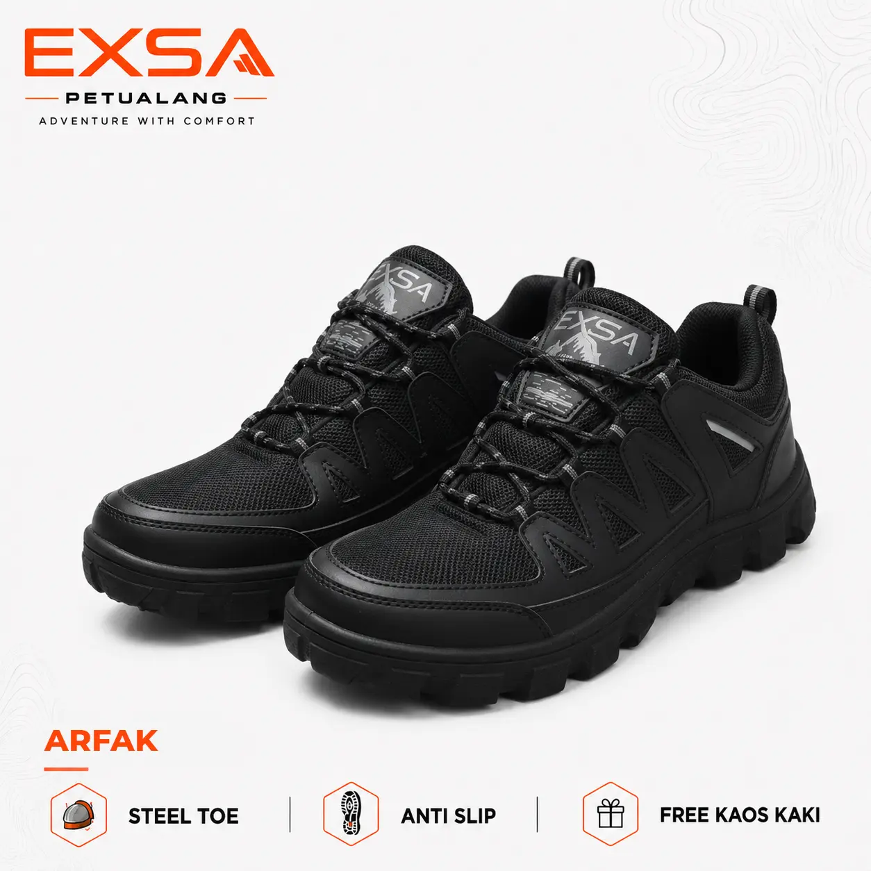 EXSA ARFAK — Sepatu Safety Pria Wanita | Ujung Besi | Anti Slip | Safety Shoes Outdoor Kerja Lapangan HTIAM