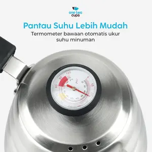 SALE One Two Cups Teko Kopi Leher Angsa Gooseneck Pour Over Thermometer - OTC201