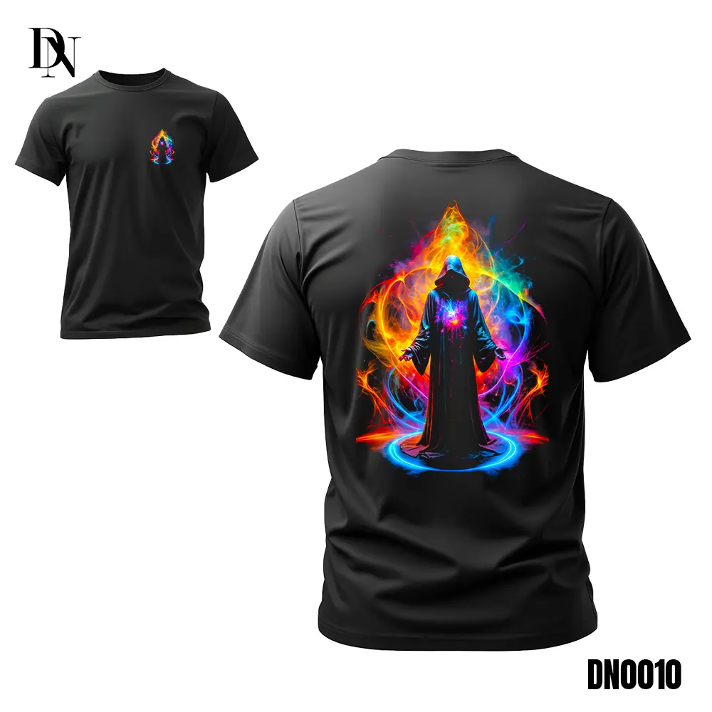 DNTK0010 - T-Shirt Gaya Pria Wanita - Kaos Motif Colorful Wizard Aura Combed Katun