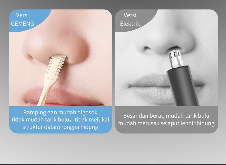GECOMO Pemotong Bulu Hidung Manual Kepala Ganda 2-in-1, Mudah & Bersih, Putar Sekali Langsung Rapi