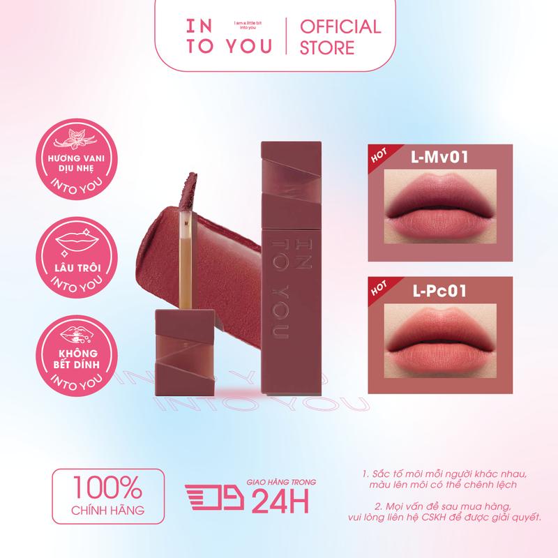  Son Lì Không Trôi INTO YOU Mịn Lì Tự Nhiên Không Bóng Lâu Trôi Không Dính Cốc Lip Glaze Không Bột Dễ Tán 3g Liptick Matte ML01 