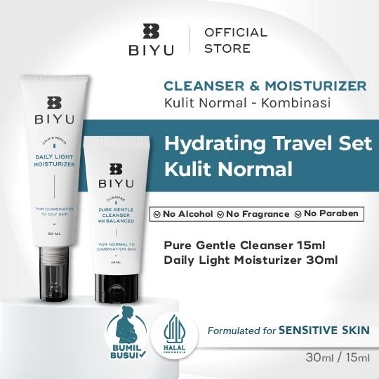 Gambar BIYU Hydrating Travel Set Kulit Normal - Mini Pure Gentle Cleanser + Moisturizer moisturizer  untuk  kulit  berminyak acne  kit pelembab  wajah - DLM + Mini PGC dari Biyu Skin Kota Bandung Tokopedia