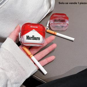 Funda Creativa para AirPods de Marlboro con Dije, Cubierta Protectora Anticaídas para Audífonos Apple, Compatible con AirPods Pro 2 y AirPods 3