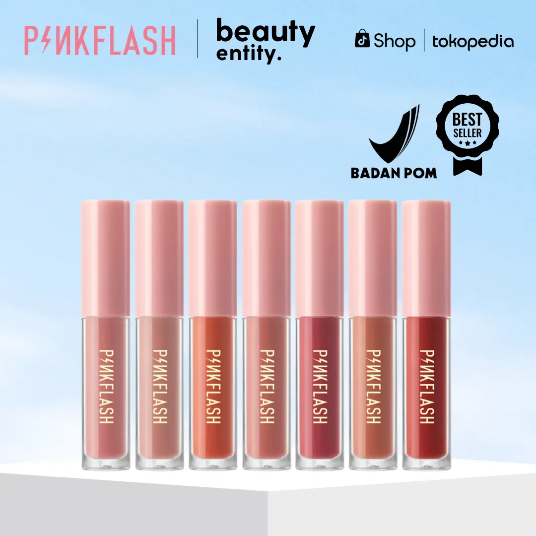PINKFLASH #Ohmykiss Matte Liquid Lipstik Bibir Lip Tint Lembut Tahan Lama Pelembab Pigmentasi Tinggi Lipstick 21 colors PFL01 Orange Cranberry Gloss