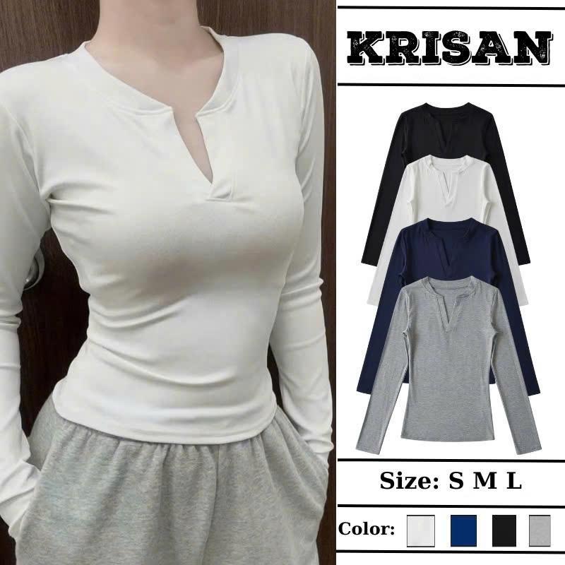 Áo Kiểu Thun Tay Dài Cổ Trụ Trơn Basic Dáng Dài Ôm Body Áo Thun Nữ Tay Dài Kiểu Sexy KRISAN