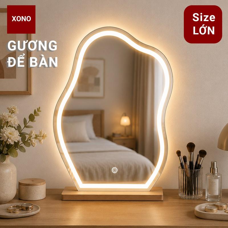Gương Mây Có Led Để Bàn Trang Điểm, Siêu Xinh, Chất Gương Siêu Nét, Bao Bể Vỡ,…