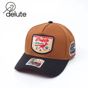 DELUTE Topi Baseball Bordir - Great design Delute - Premium Original Clothing Caps - Kombinasi Coklat Hitam Oren