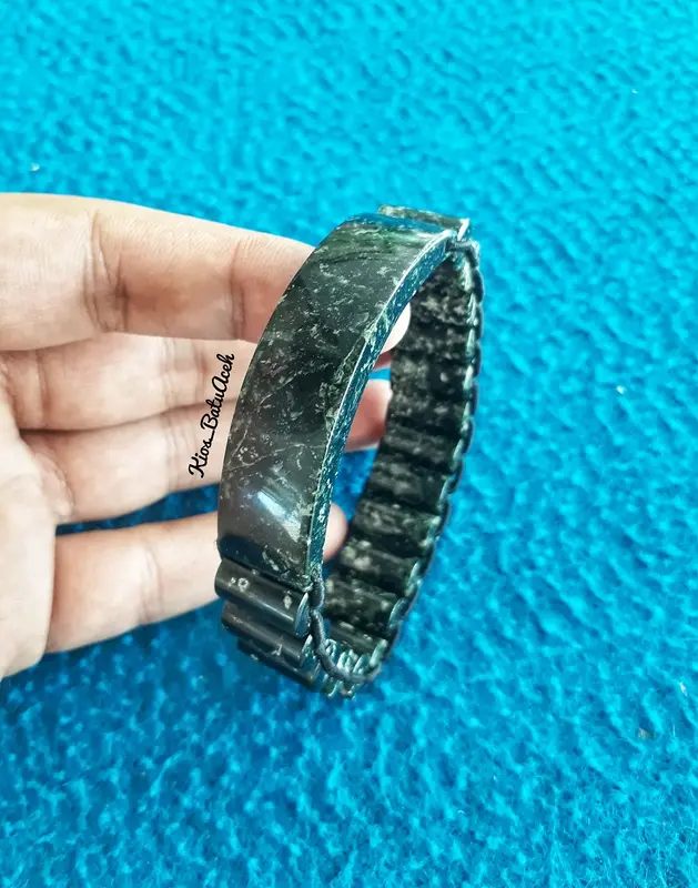 Gelang Batu Giok Black Jade Loreng Original Asli Aceh Plat Tabung Loreng 1