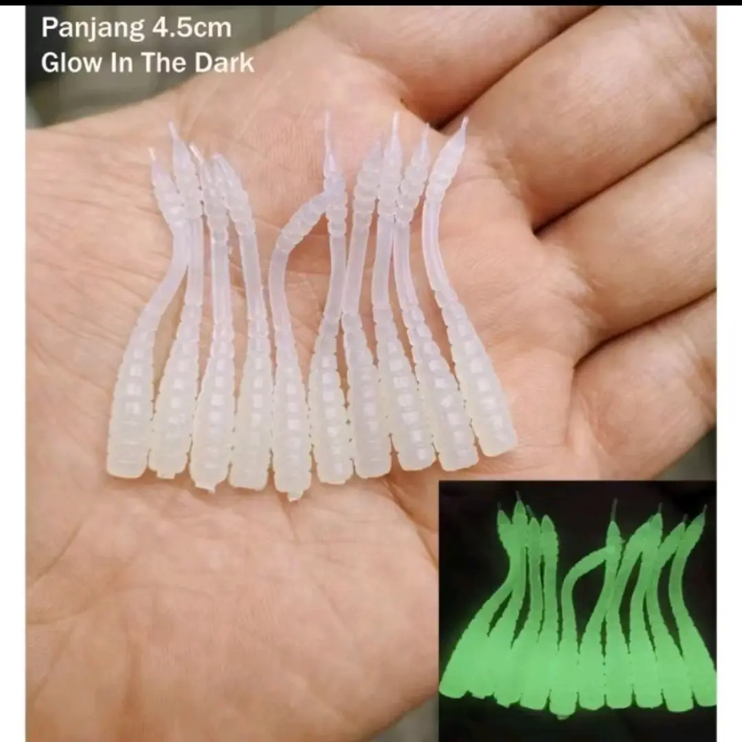 10PCS UMPAN PANCING LURE MINI SOFTLURE AJIG GLOW IN DARK 4.5CM umpan baby gt paling ampuh