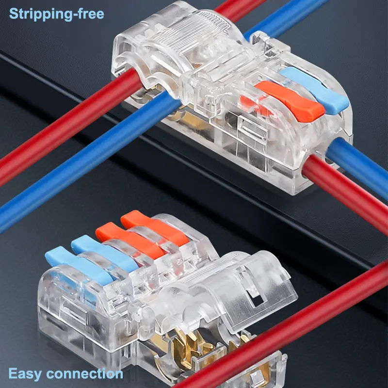 5pcs T Type Stripping Free Wiring Connector,Quick Plug-in Cable Terminal Block, Electrical RV BV Cable Splice 32A 0.5~1.5~2.5~4.0 Wire