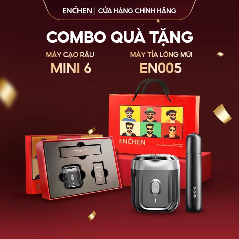 Set quà tặng máy cạo râu Enchen Mini6 & máy tỉa lông mũi EN005, hộp quà kèm túi xách