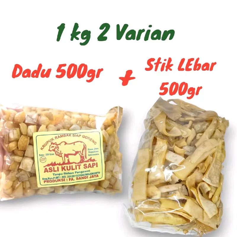 Rambak sapi 1kg Mix(Dadu, Stik Lebar )promo Krecek 0