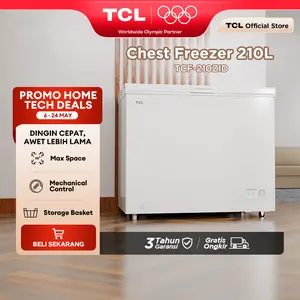 TCL Chest Freezer Kapasitas 210 Liter Super Freezing - Storage Basket Besar - Pembuangan Limbah Air - Lampu LED - Child Lock (Model: TCF-210ZID)