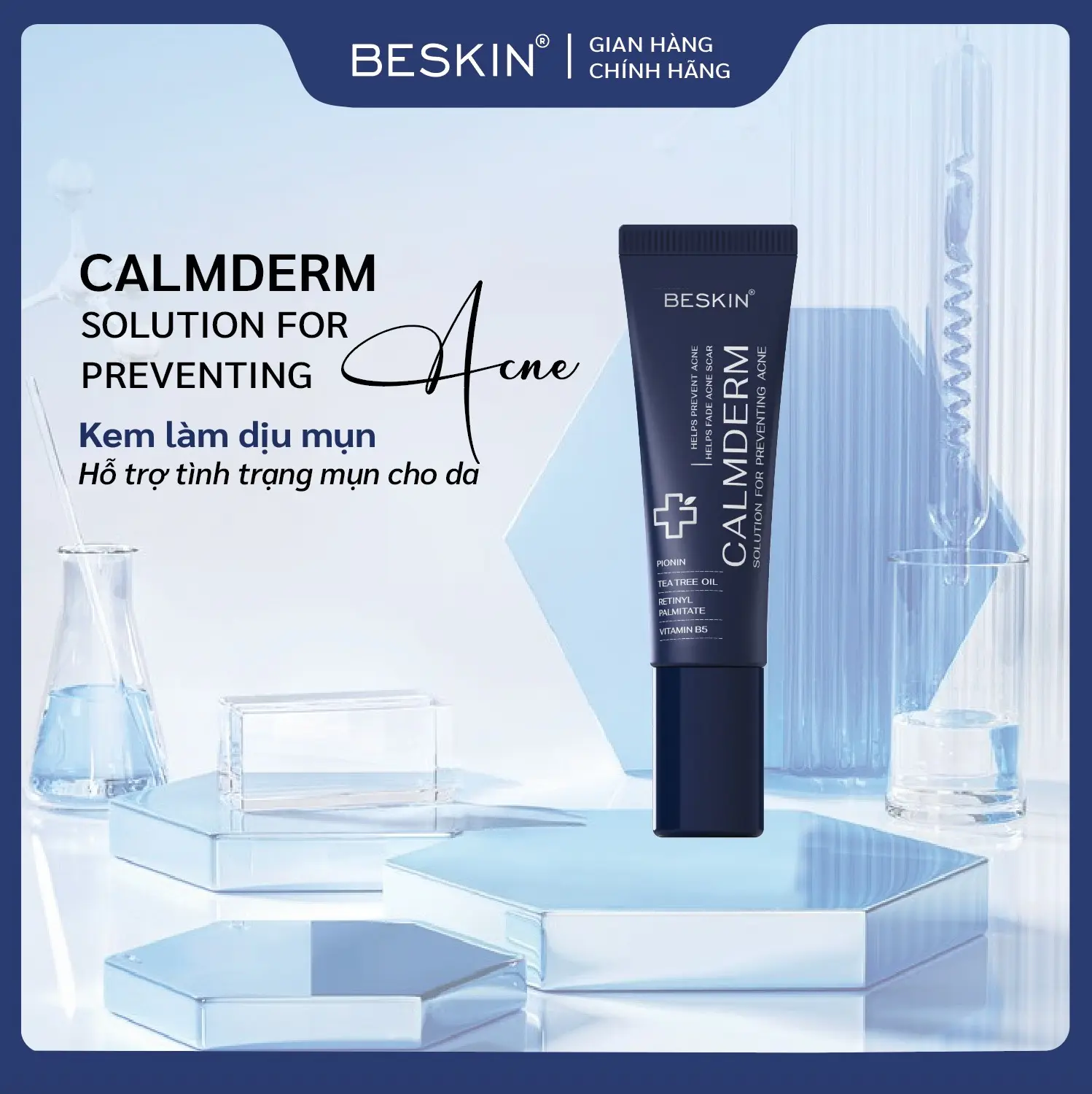 KEM MỤN "CALMDERM SOLUTION FOR PREVENTING ACNE" - Dung tích: 5ml - Thương hiệu: Beskin